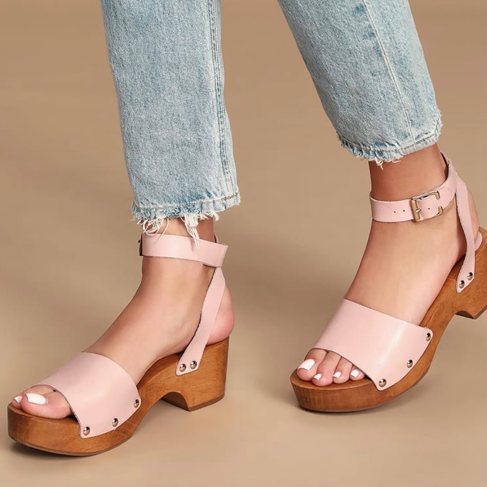 Willy Blush Vachetta Leather Open-Toe Clog Sandals